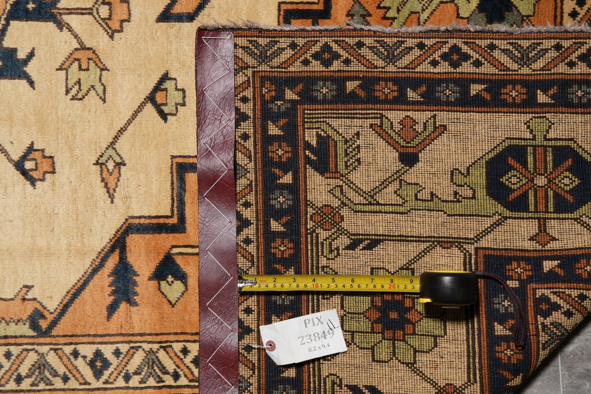 Afghan Chechen Kazak rug, alternate angle showing full layout
