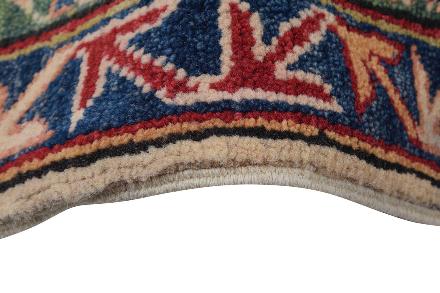 Afghan Kazak ivory rug, tribal motif detail