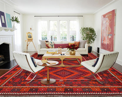 Oversize Afghan Kilim, mid-length pattern showing color contrast