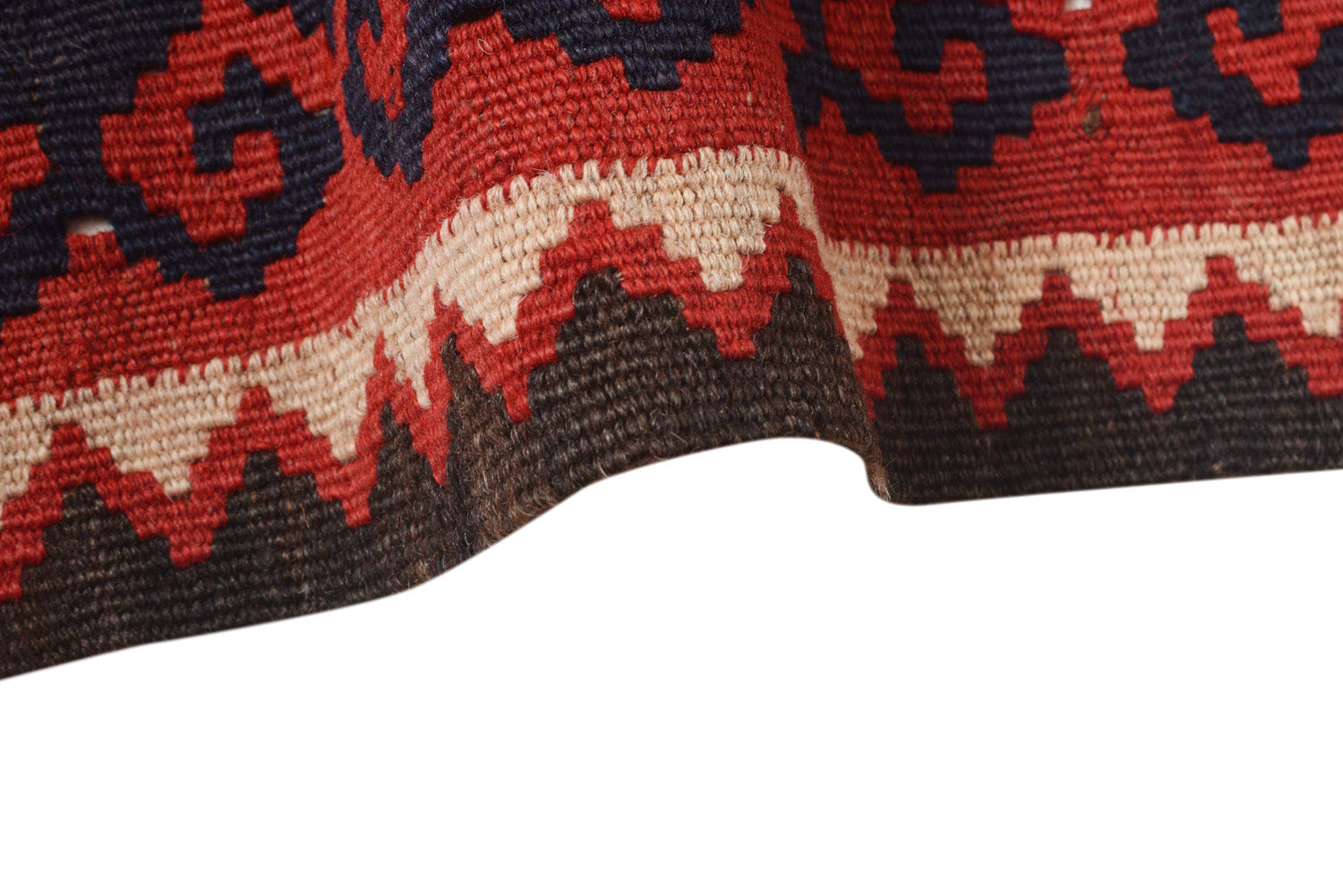 Oversize Afghan Kilim, end-finish and selvedge close-up