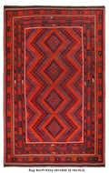 9.10 x 16.5 oversize Afghan Kilim flat-weave wool rug in red, black, and blue, full length top view