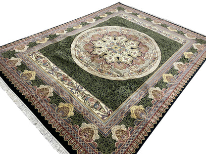 Aubusson Savonnerie rug, corner motif with curvilinear arabesques