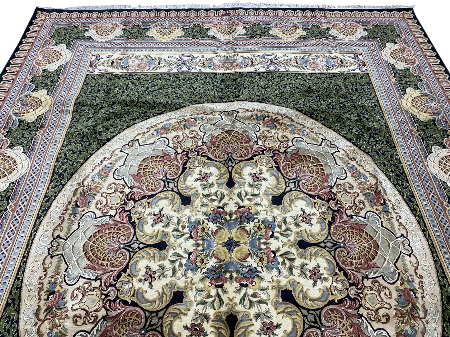 Aubusson Savonnerie rug, fine pile detail showing painterly knotting