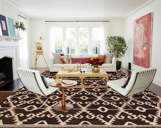 Modern Kilim, central geometric motif close-up