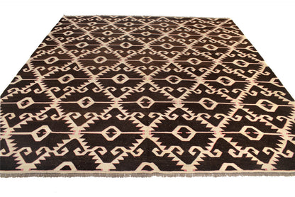 Modern Kilim, border pattern in red and ivory