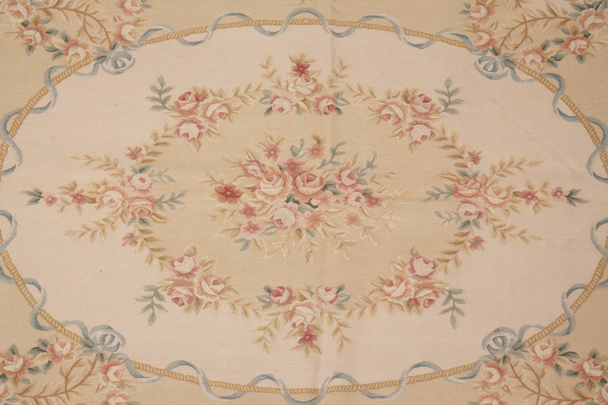 17th-century Aubusson rug, corner motif with French arabesques