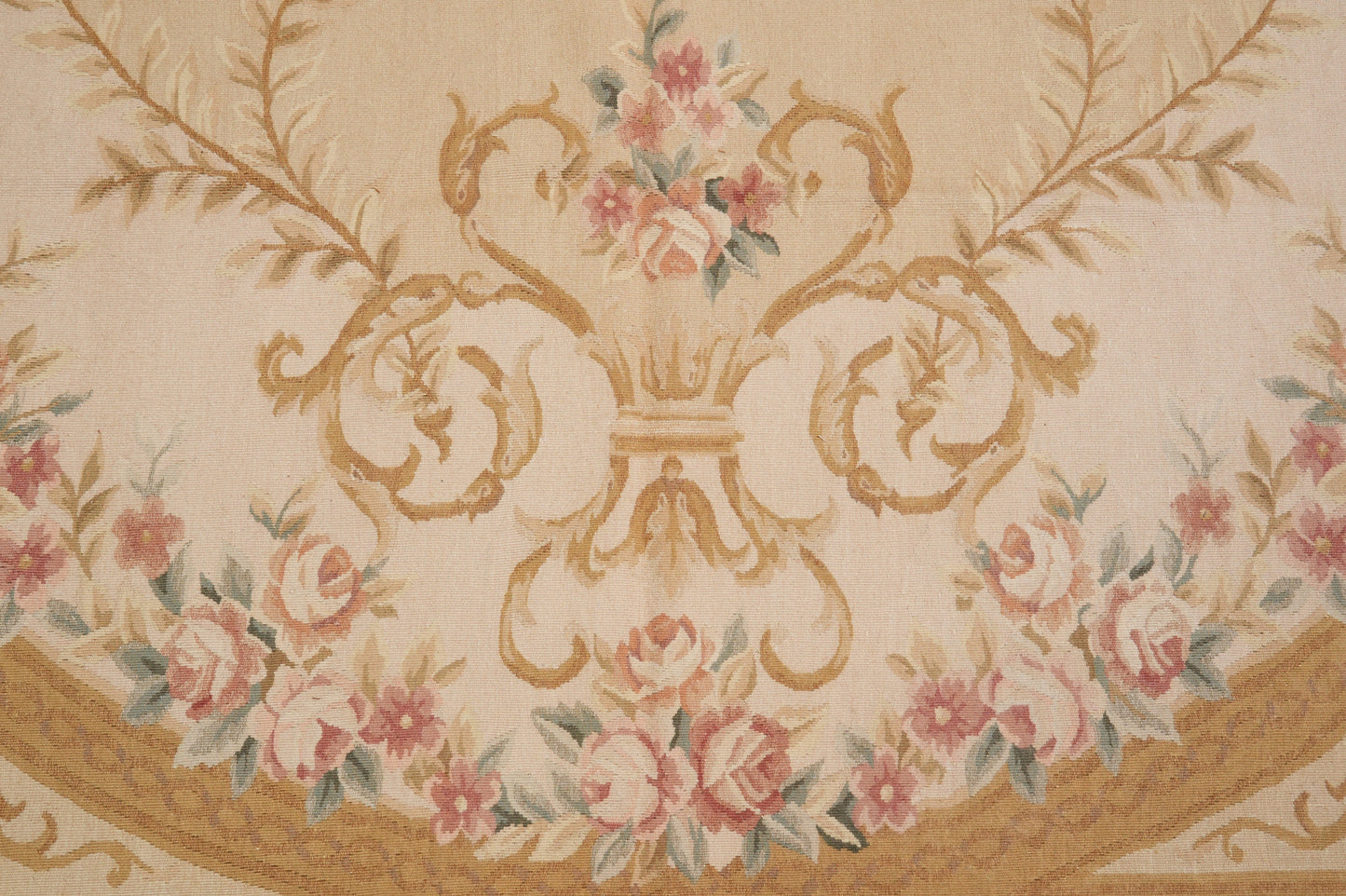 17th-century Aubusson rug, color balance close-up of muted field