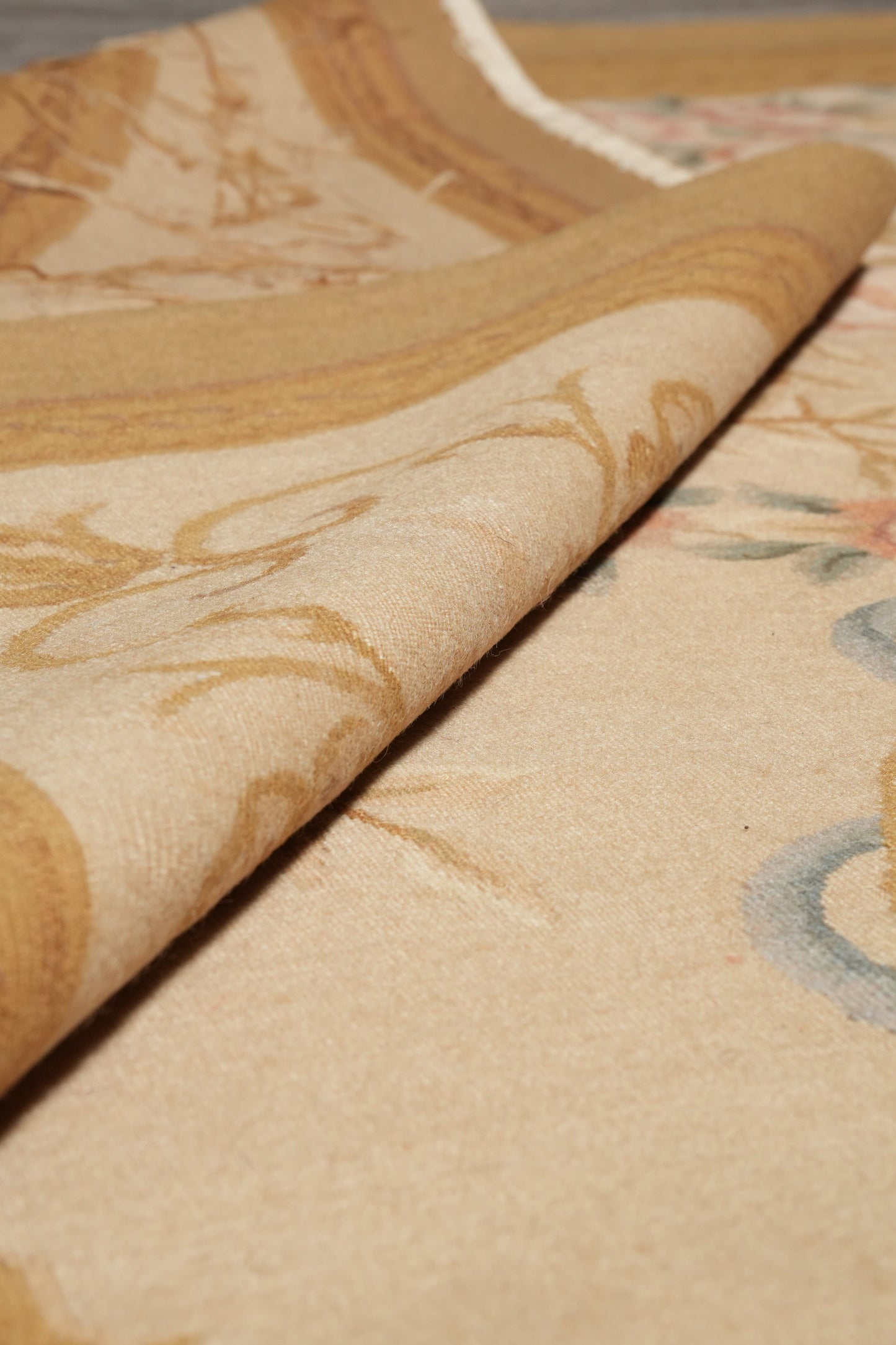 17th-century Aubusson rug, third floral motif close-up