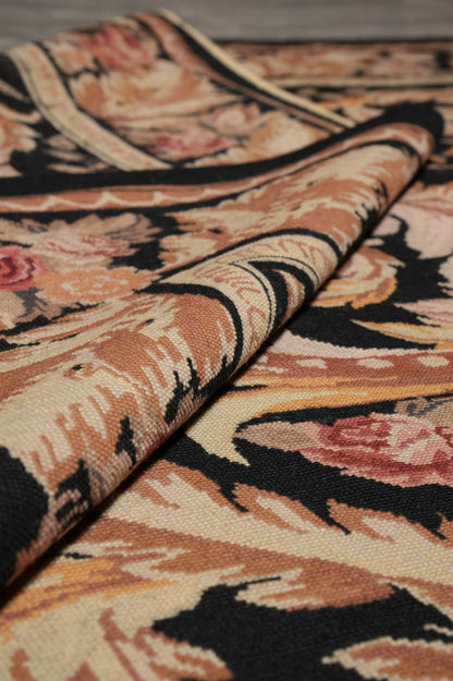 Black Aubusson rug, alternate medallion close-up
