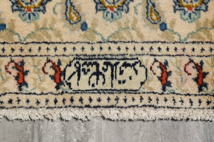 1970s paisley Kashan-style rug, mid-field paisley vine close-up