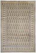 9 x 12 vintage 1970s paisley Kashan-style hand-knotted wool rug in navy, top view