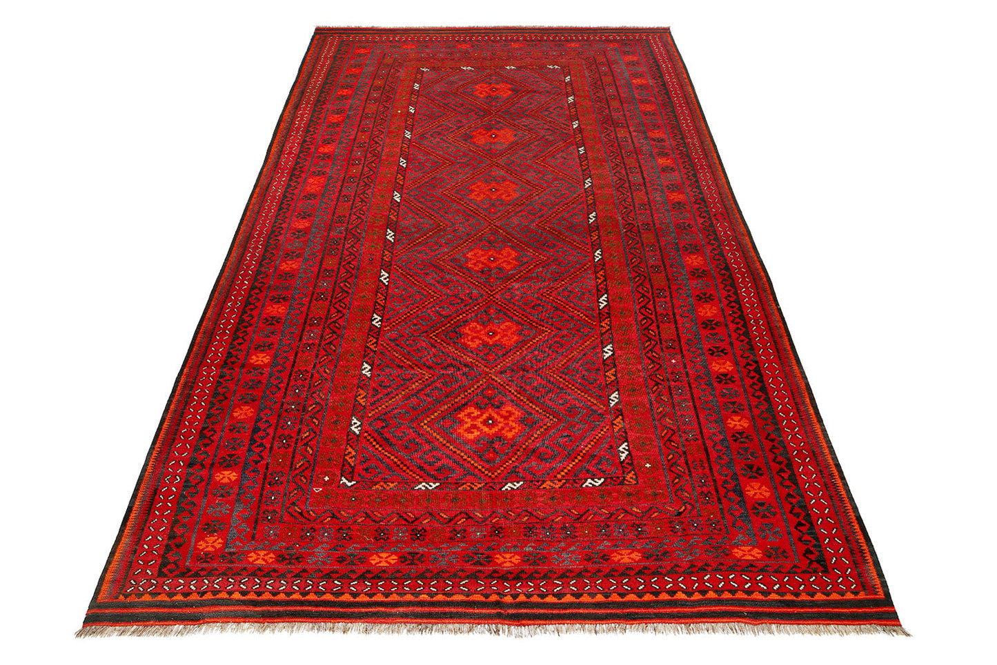 Oversize Afghan Kilim, opening section with tribal motifs