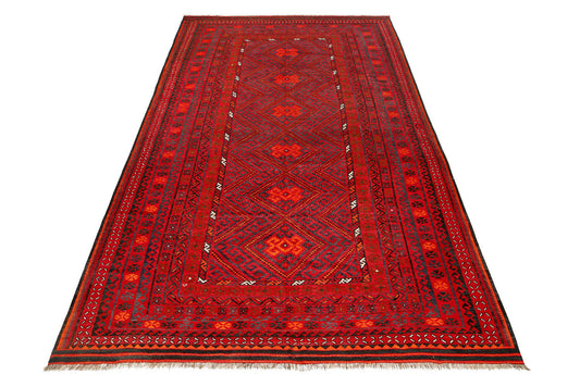 Oversize Afghan Kilim, opening section with tribal motifs