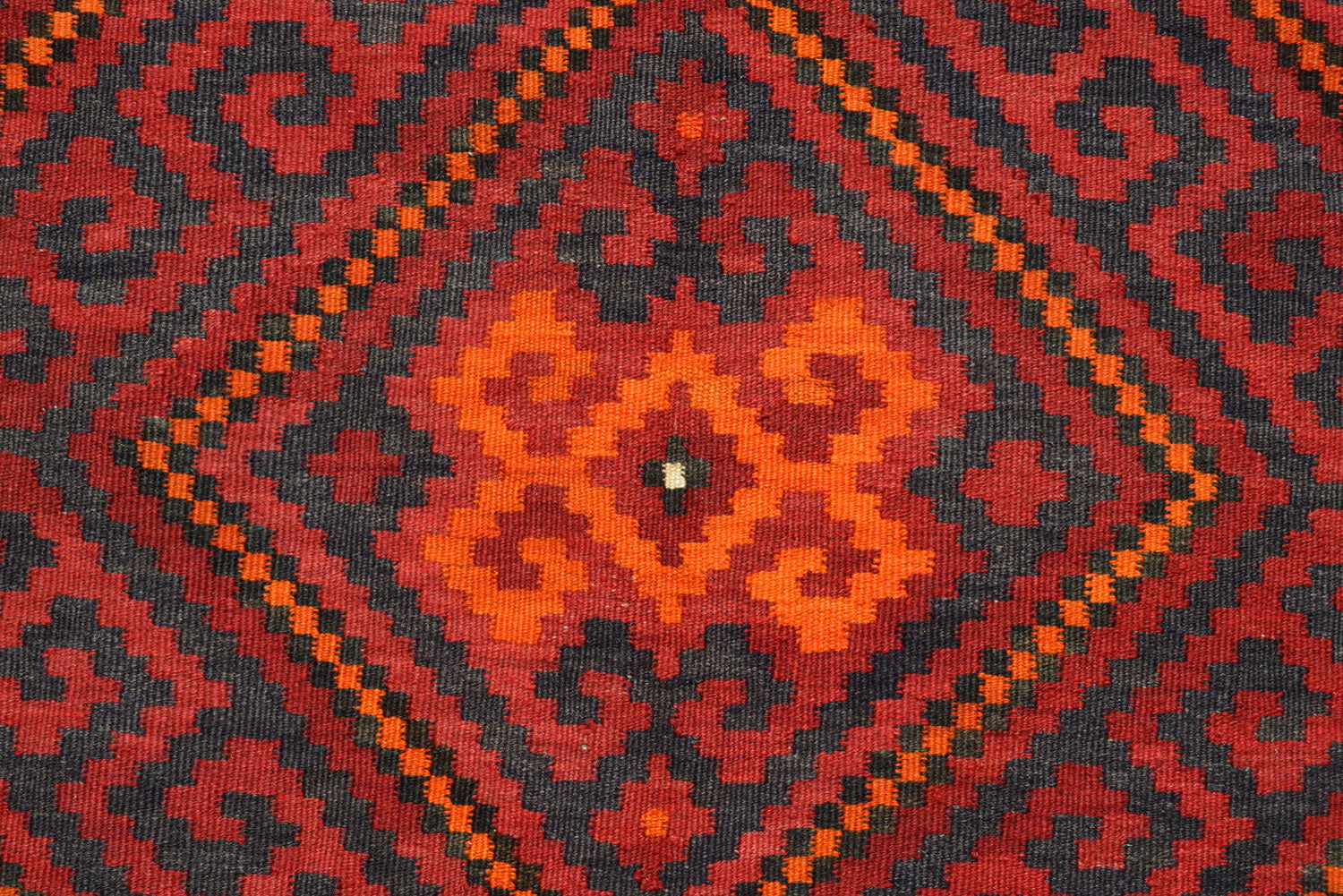 Oversize Afghan Kilim, border pattern in red and ivory