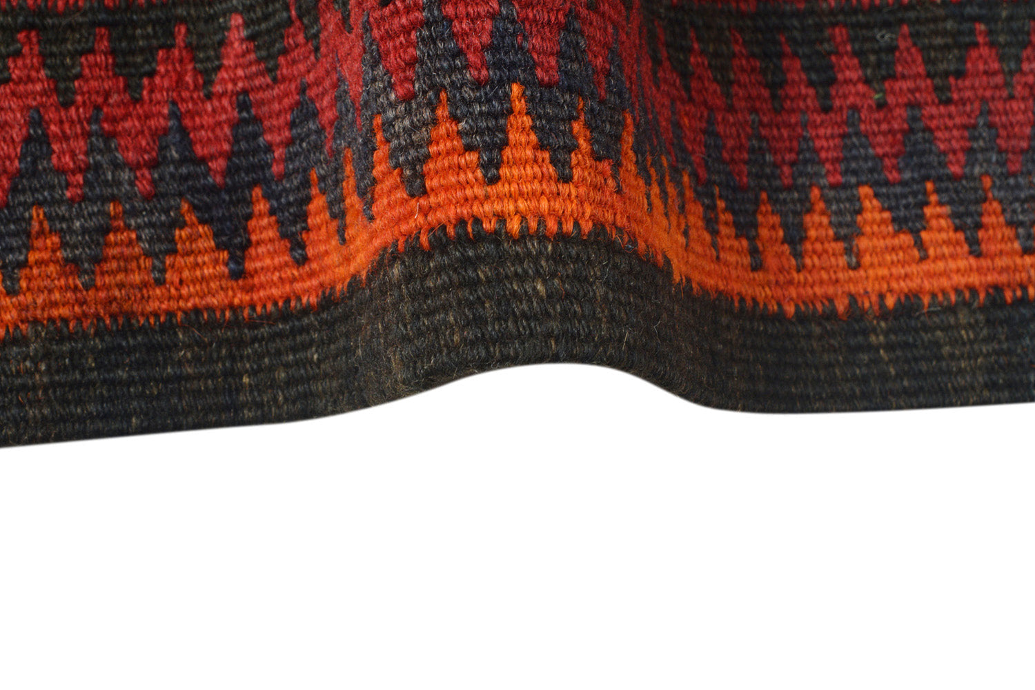 Oversize Afghan Kilim, end-finish and selvedge close-up